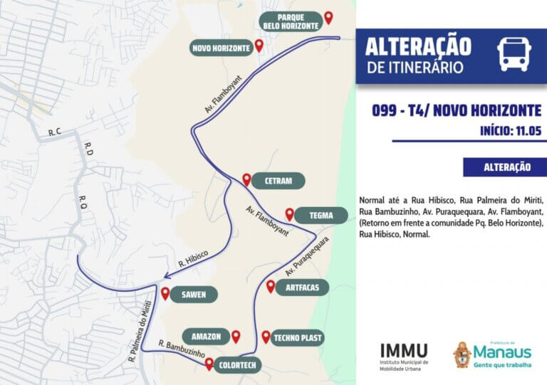 Prefeitura de Manaus amplia itinerário da linha 099 e garante ligação entre T4, Distrito Industrial 2 e comunidade indígena