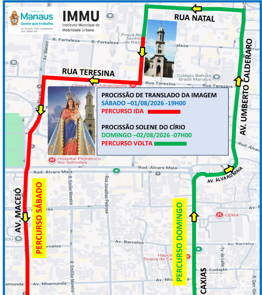 Prefeitura de Manaus realiza operação especial de trânsito para a programação do Círio de Nossa Senhora de Nazaré entre os dias 1º e 8 de agosto