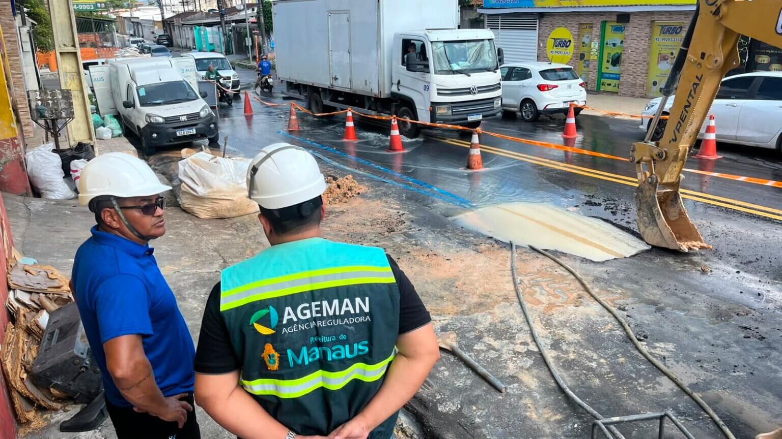 Ageman notifica Águas de Manaus após rompimento de tubulação no bairro Novo Aleixo