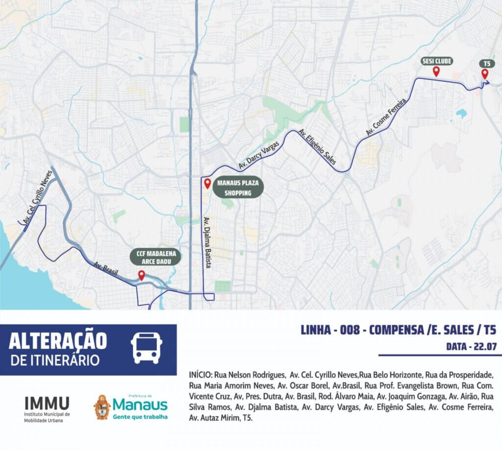 Prefeitura altera itinerário da linha 008 para ampliar integração e atendimento aos usuários