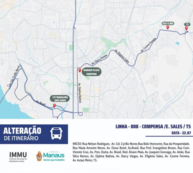 Prefeitura altera itinerário da linha 008 para ampliar integração e atendimento aos usuários