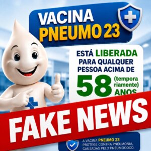 Prefeitura de Manaus alerta sobre falsa informação de oferta da vacina Pneumo 23 para maiores de 58 anos