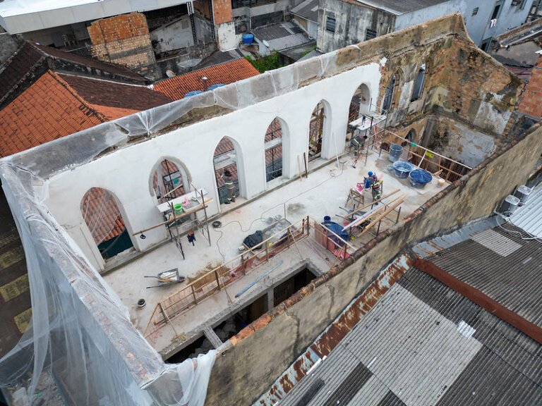 Obra de recuperação do Casarão de São Vicente avança no Centro Histórico de Manaus